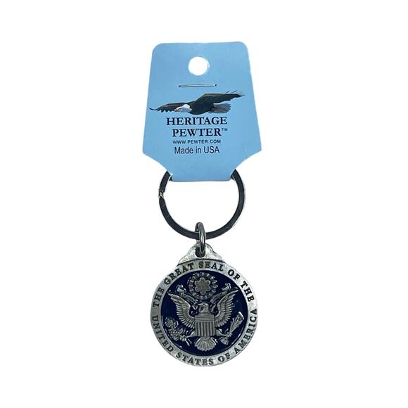 Heritage Pewter Keychain Great Seal of USA Made in USA Patriotic Gift - Picture 1 of 3